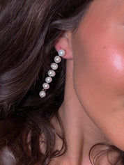 Gold and Dangle Pearl Stud Earrings