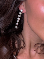 Gold and Dangle Pearl Stud Earrings
