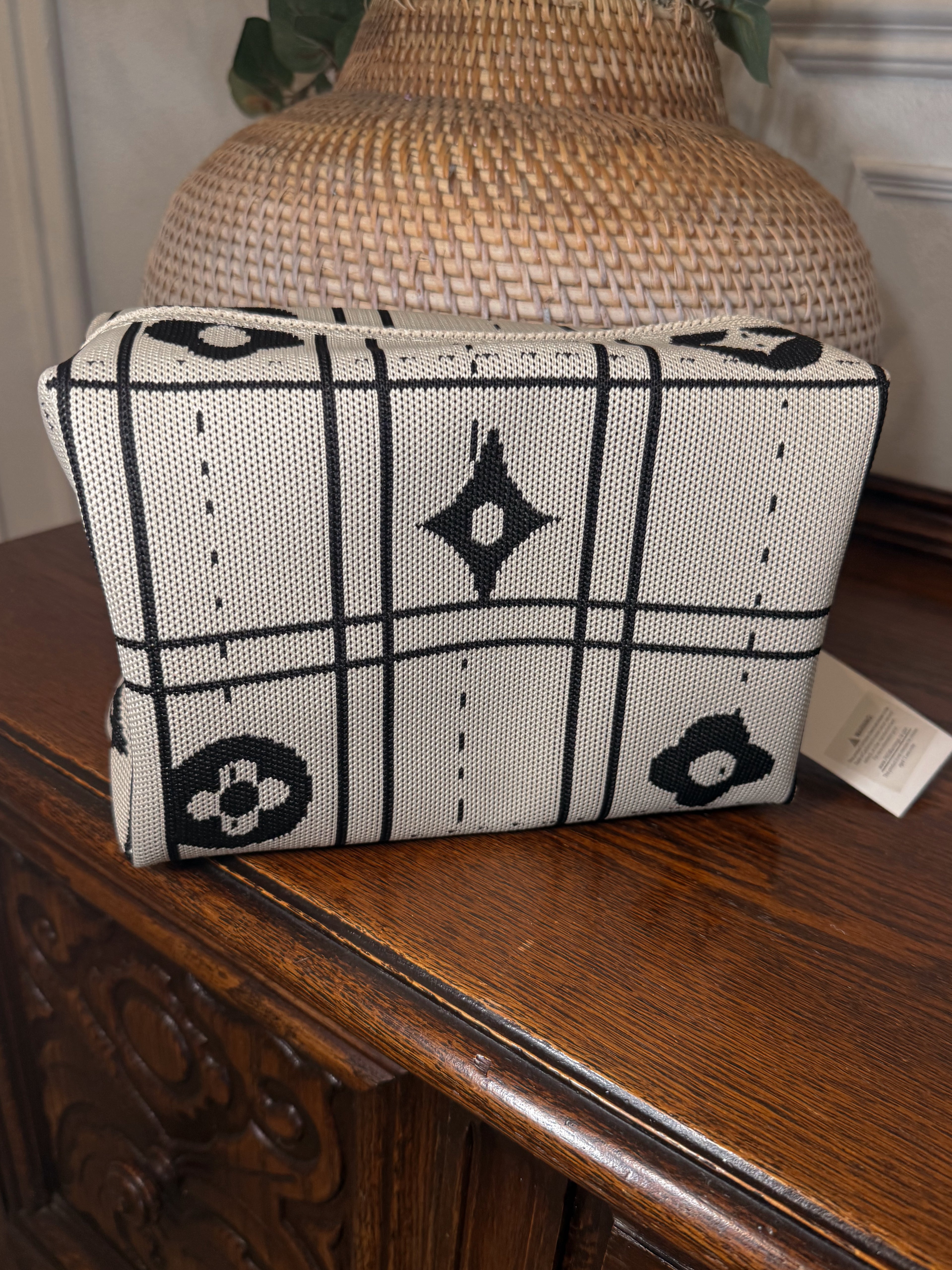 Cream and Black Inspired Make Up Bag