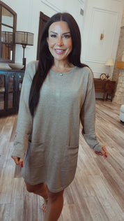 Luxe Ultra Soft Mocha Long Sleeve Two pocket Tunic Cardi  Camille and Co