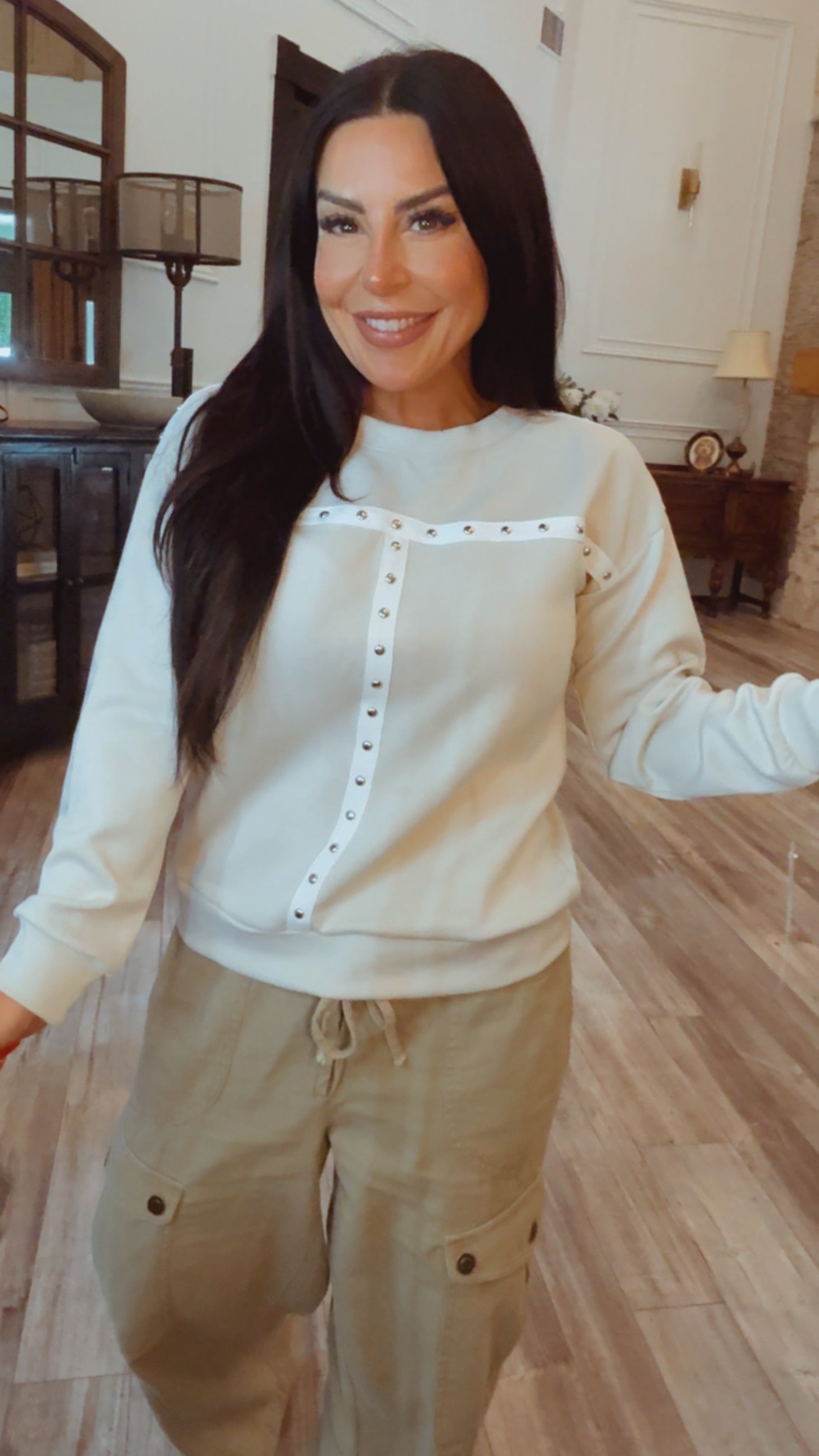 Luxe Studded Lightweight Pullover  Camille and Co