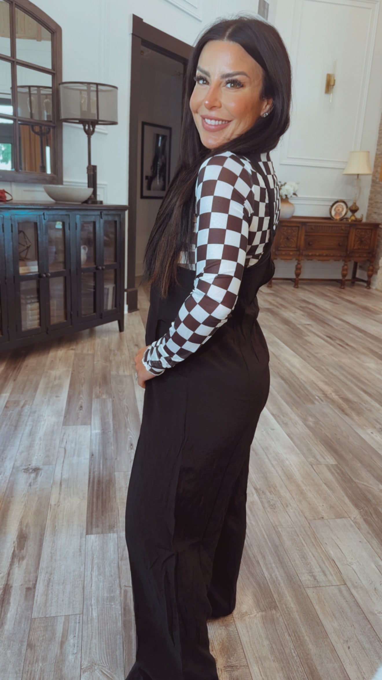 Lightweight Linen Black Loose Fit Overalls  Camille and Co