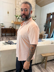 Mens Peach Button Up Luxe Top