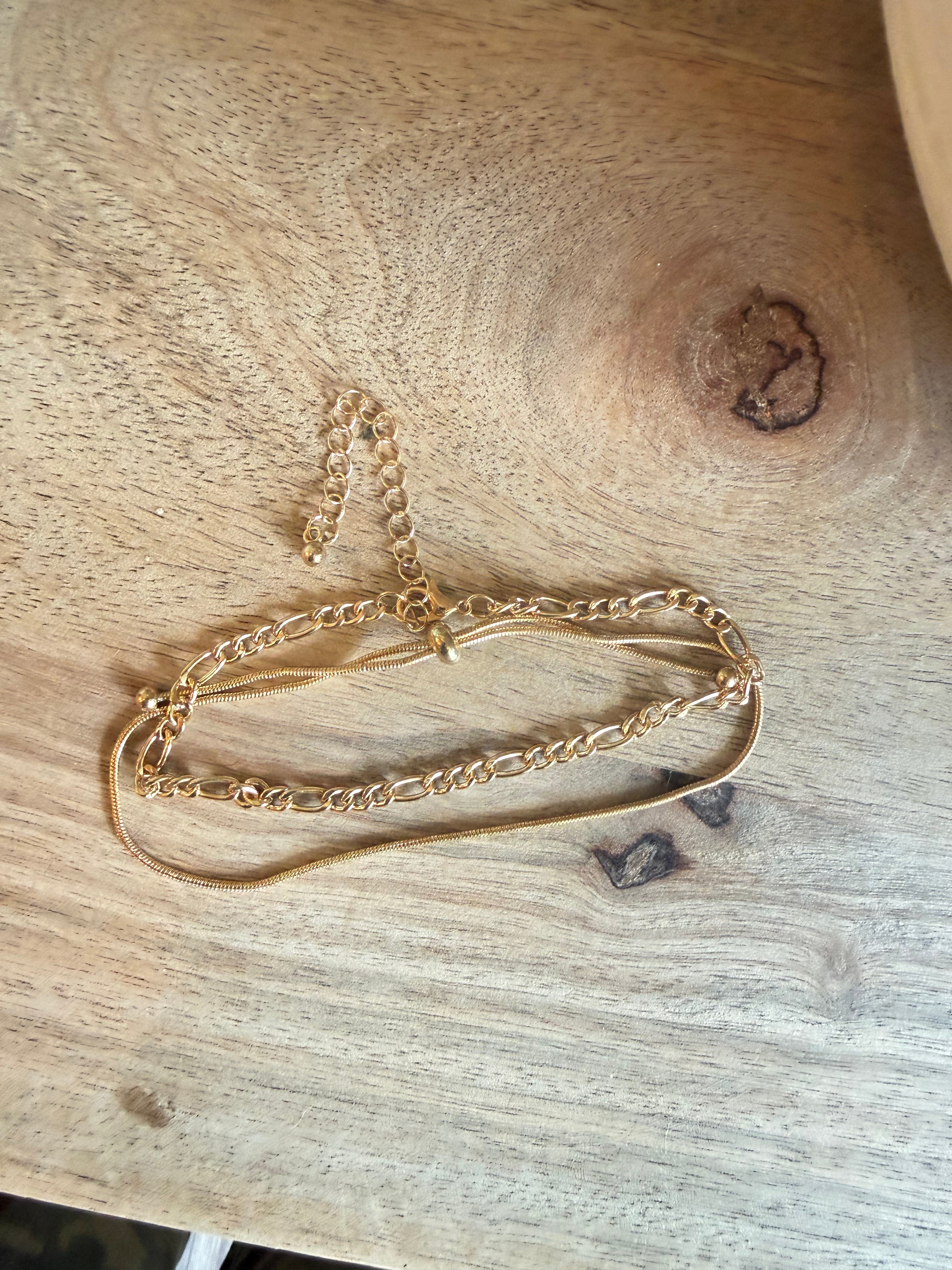 Gold Dual Chain Anklet