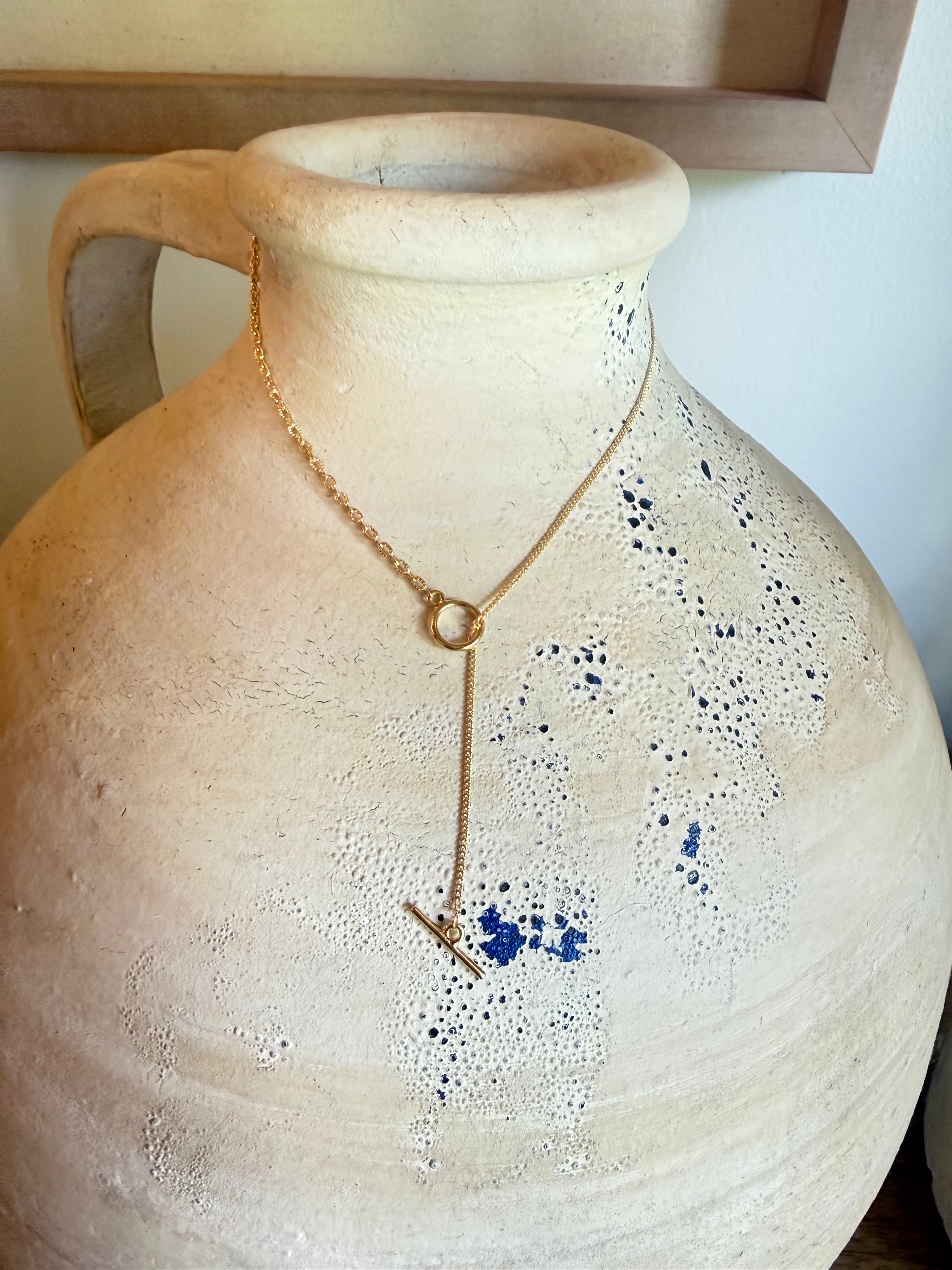 Gold Stack Circle Lock Necklace