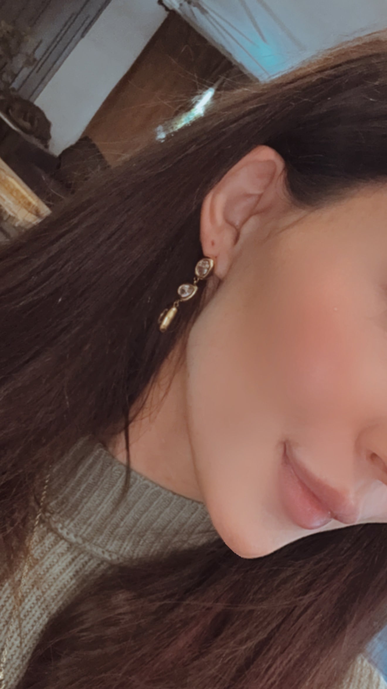 Gold and Crystal Dangle Earrings
