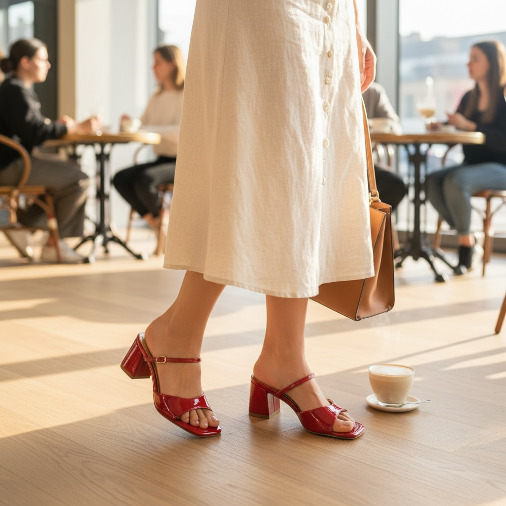 Red Strap Corky Heels
