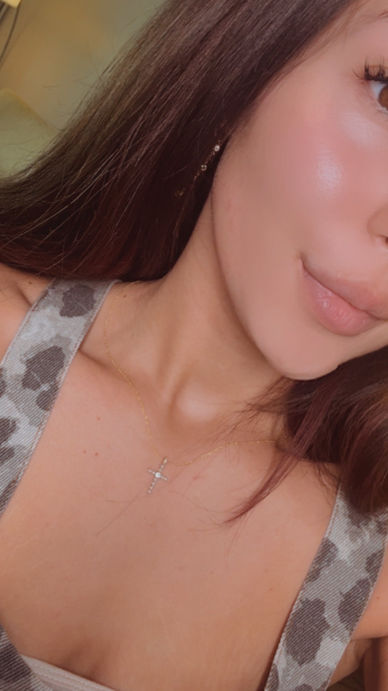 Gold and Pearl Corss Necklace