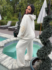 POL White Fleece Zip Up Chic Joggers