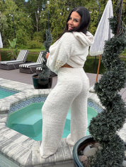 POL White Fleece Zip Up Chic Joggers