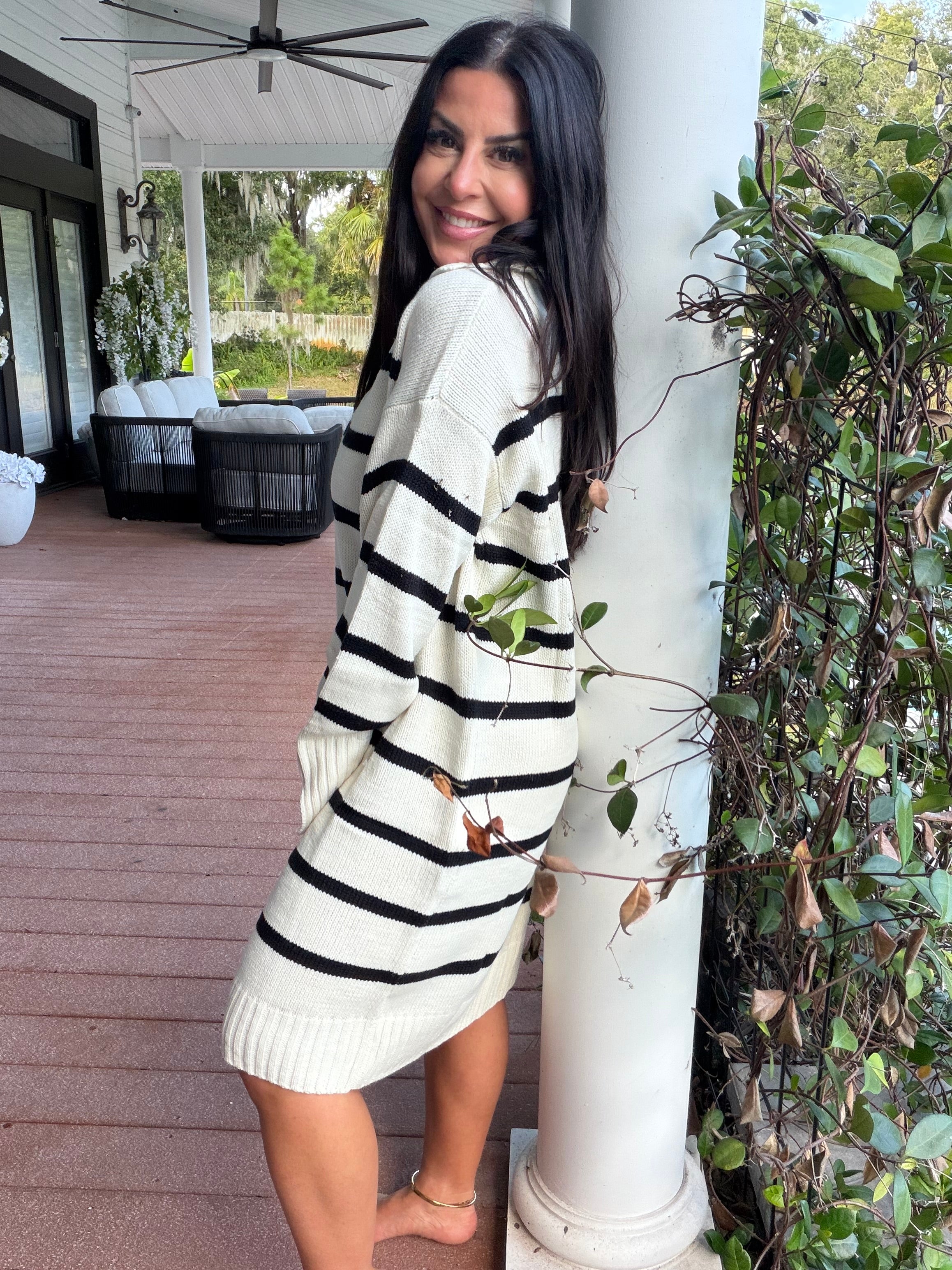 Cozy Co Chic Black and White Sweater Dress