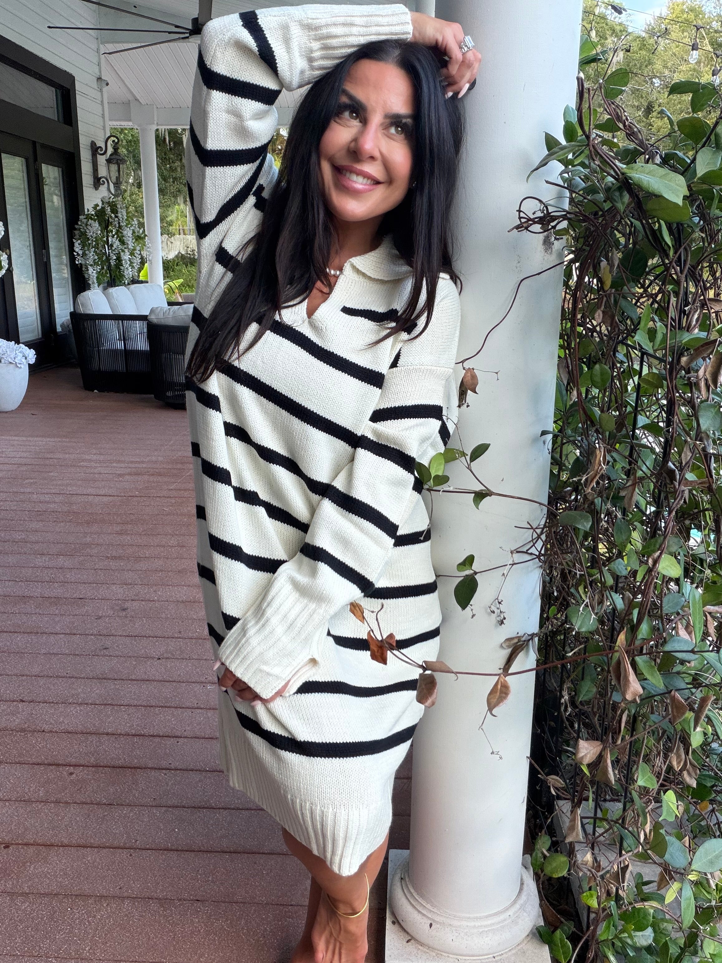 Cozy Co Chic Black and White Sweater Dress