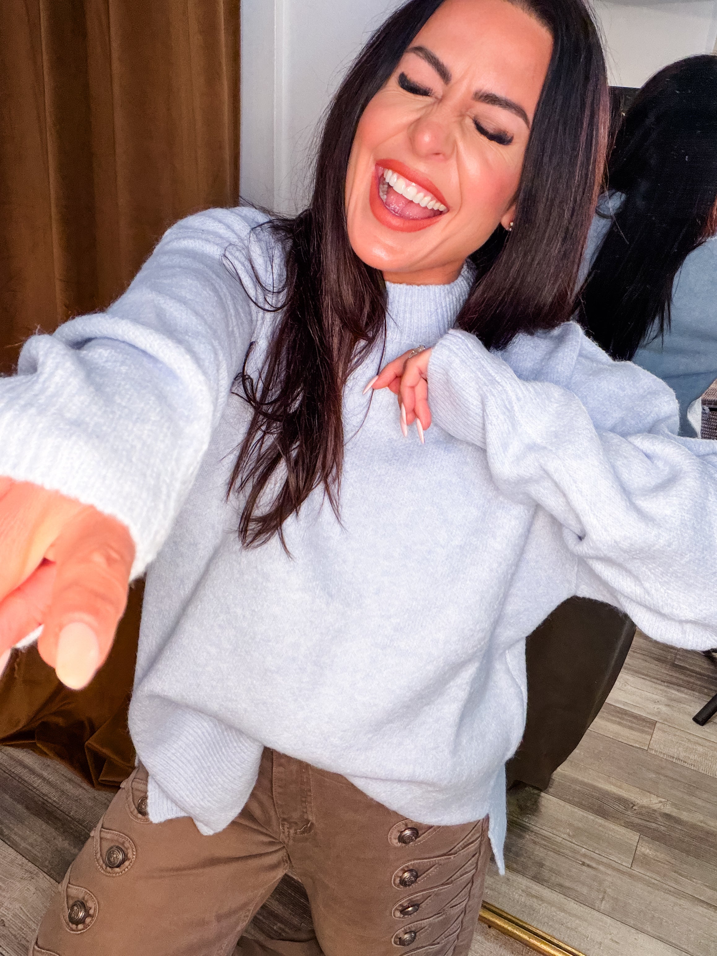 Cozy Co  Light Blue Loose Fit Knit Sweater
