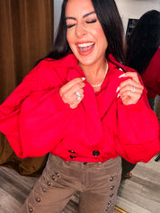 Chic Red Cropped Jacket