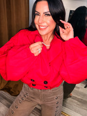 Chic Red Cropped Jacket