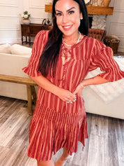 Cozy Co Marsala Stripped Mini Dress