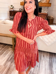 Cozy Co Marsala Stripped Mini Dress