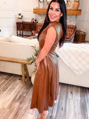 Mocha Brown Leather Dress