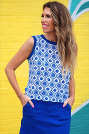 Heatwave Ribbed Tank- Palm Dreams