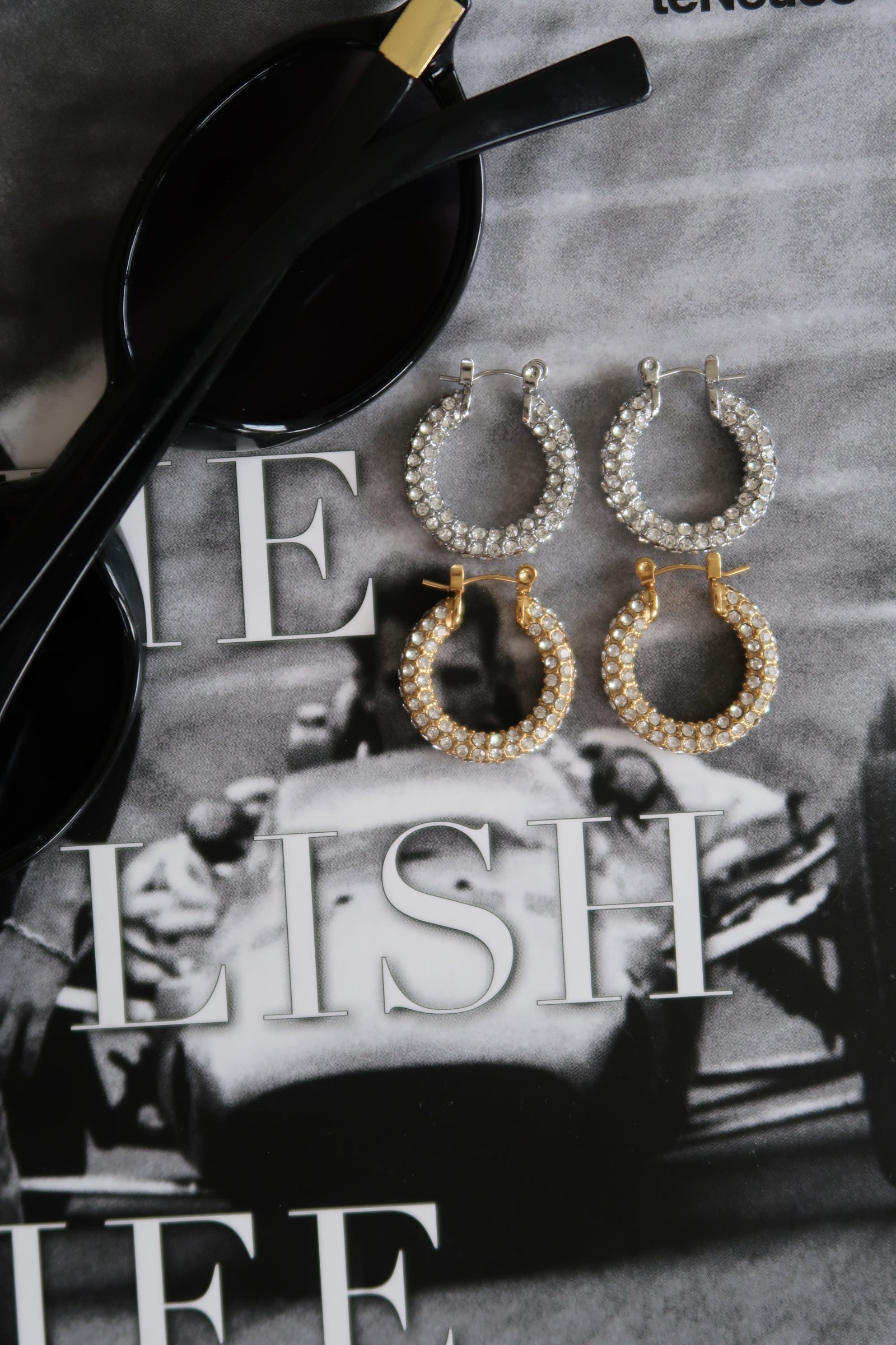 MEDIUM DIAMOND HOOPS