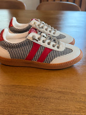 Corky Black and White Houndstooth With Red Glitter  Sneakers