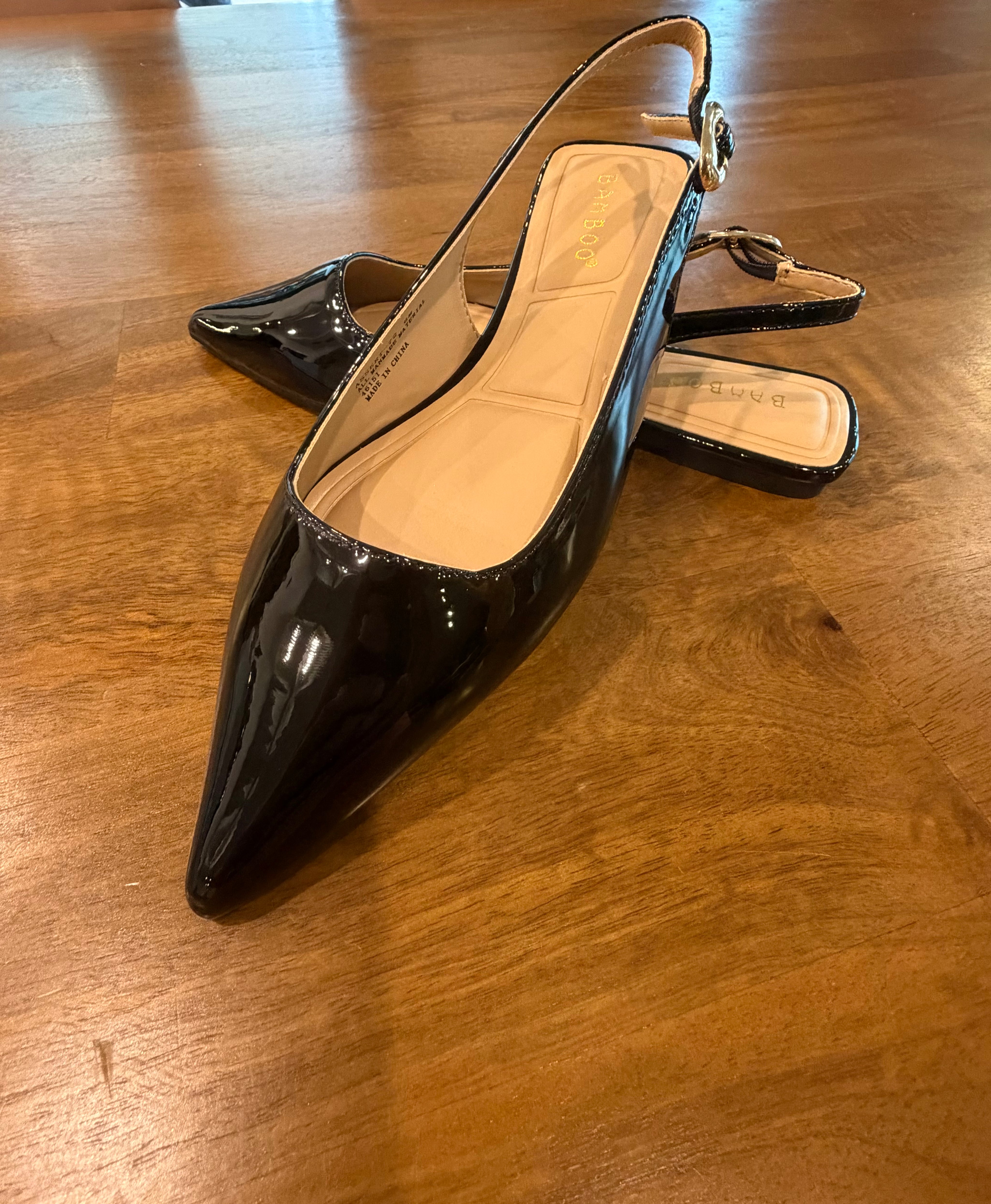 Patent Black Point Toe Flats