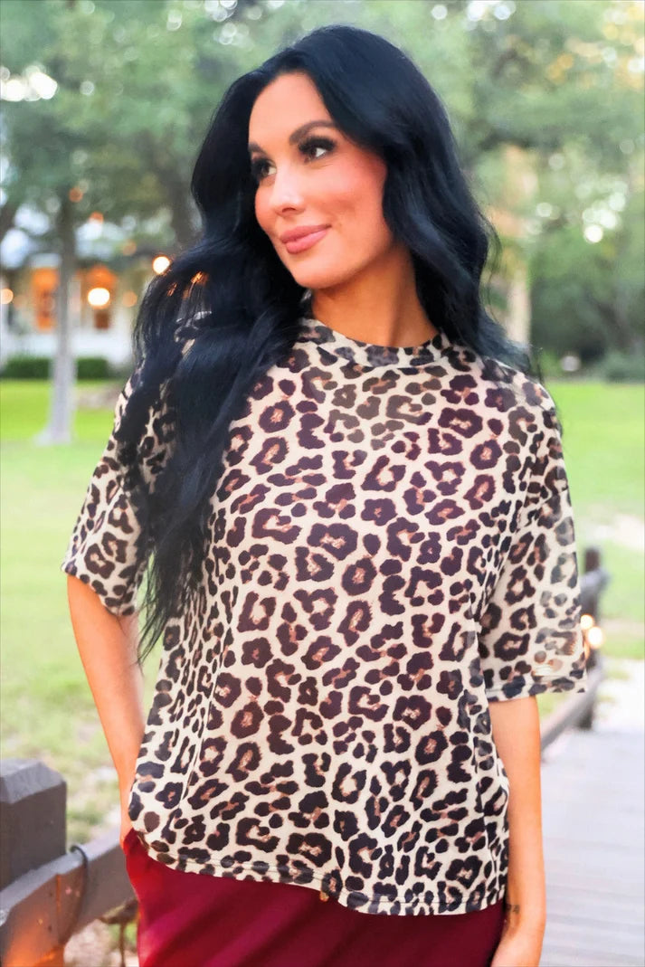 Jess Lea Emma Mesh Tee Safari Chic
