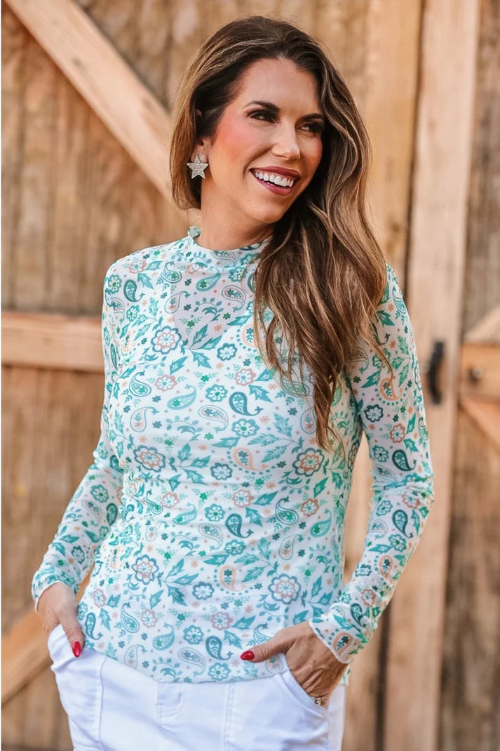 Kate Mesh Top Western Paisley