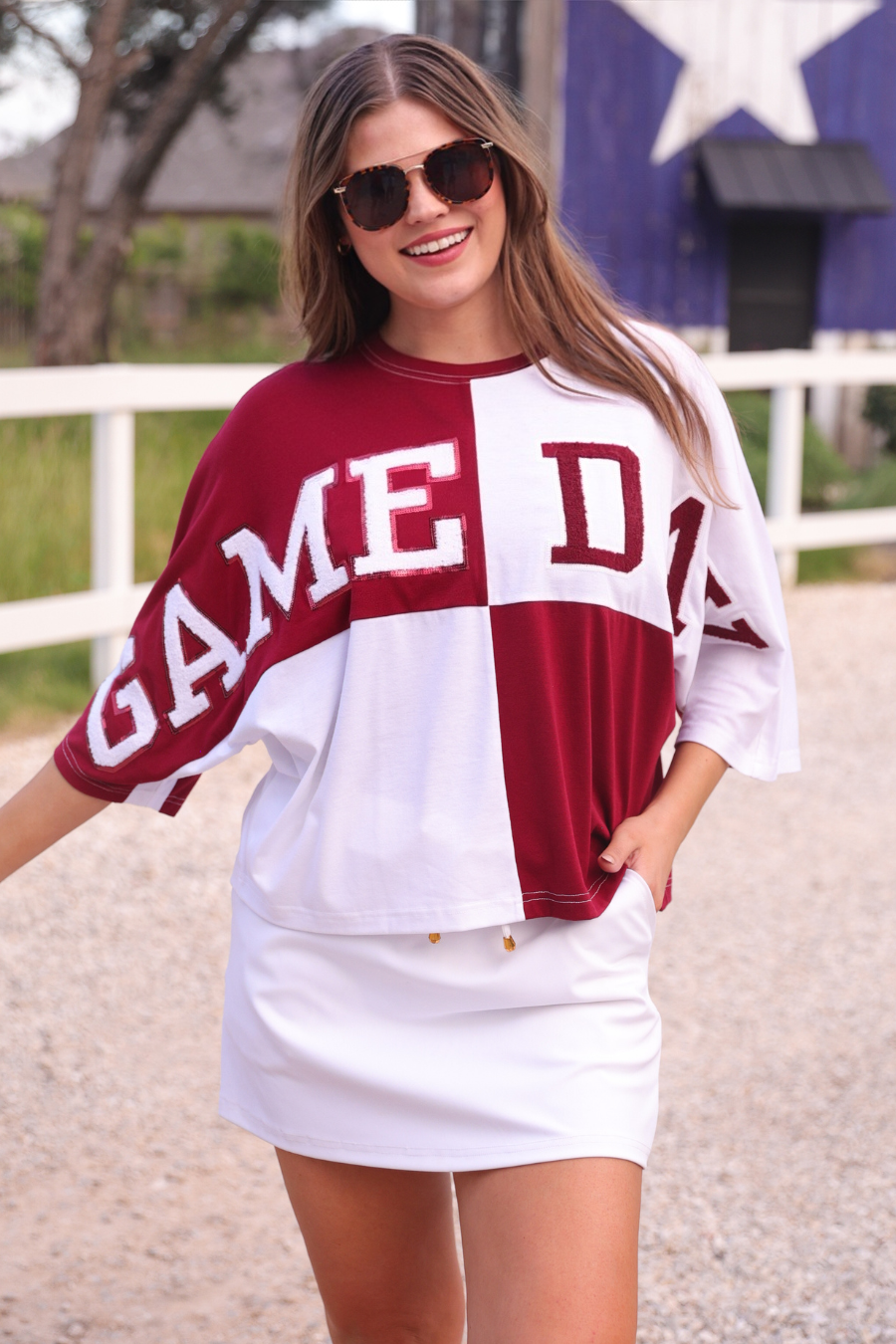 Huddle Up Color Block Top- Maroon