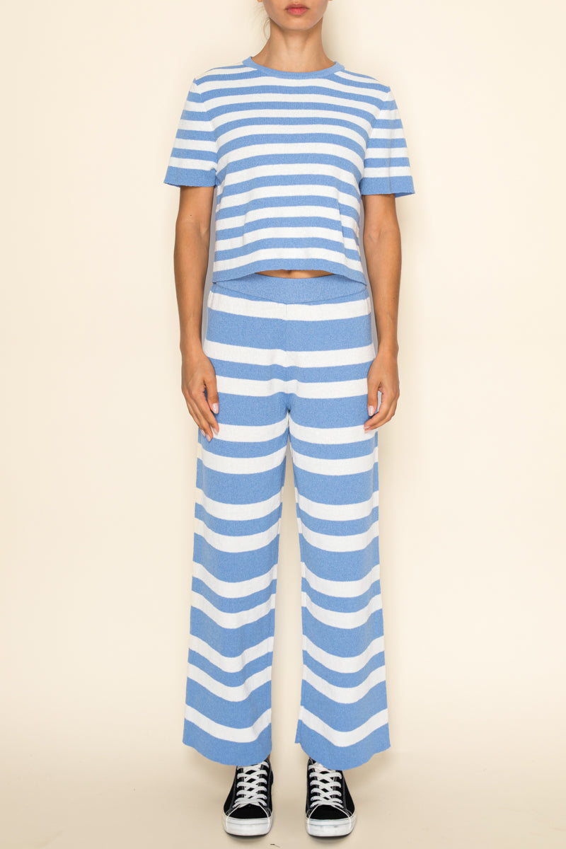 The Greii Blue Stripe Two Piece Set Top and Pants   30a
