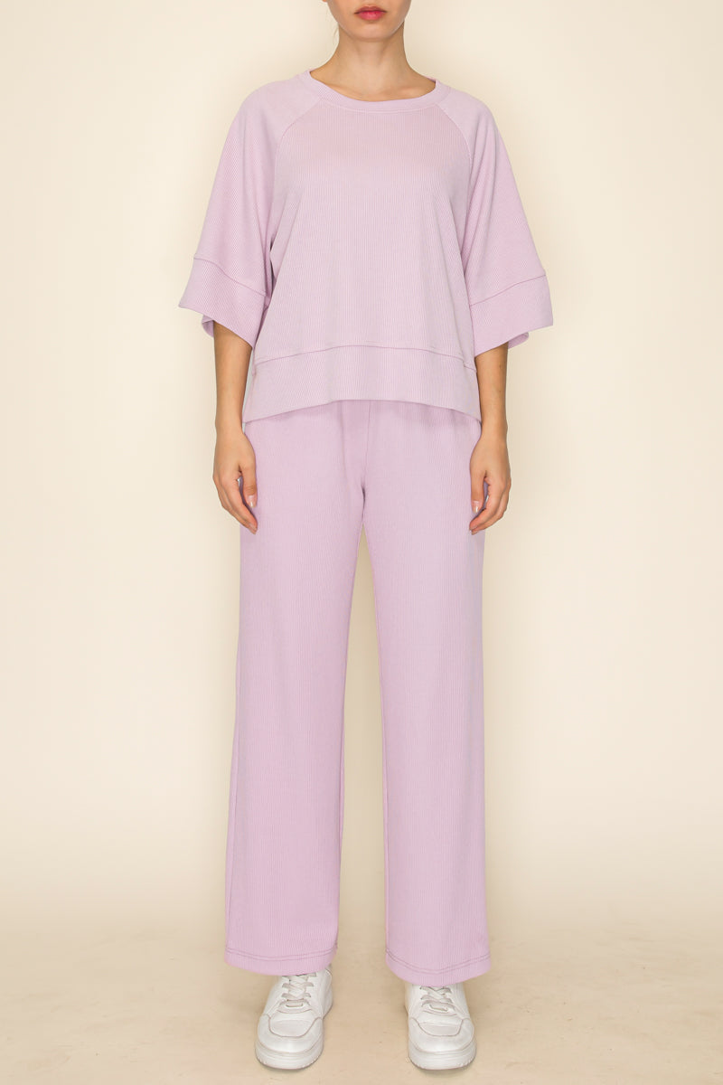 The Greii Lavender Short Sleeve Lounge Crewneck 30a