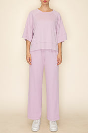 The Greii Lavender Short Sleeve Lounge Crewneck 30a