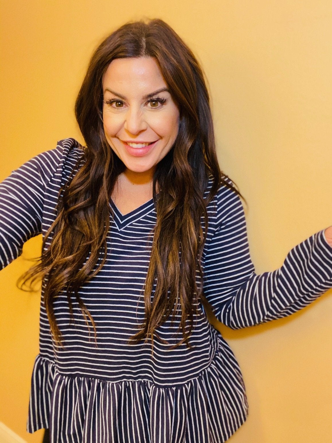 Striped Ruffle Bottom Long Sleeve top *Final Sale*