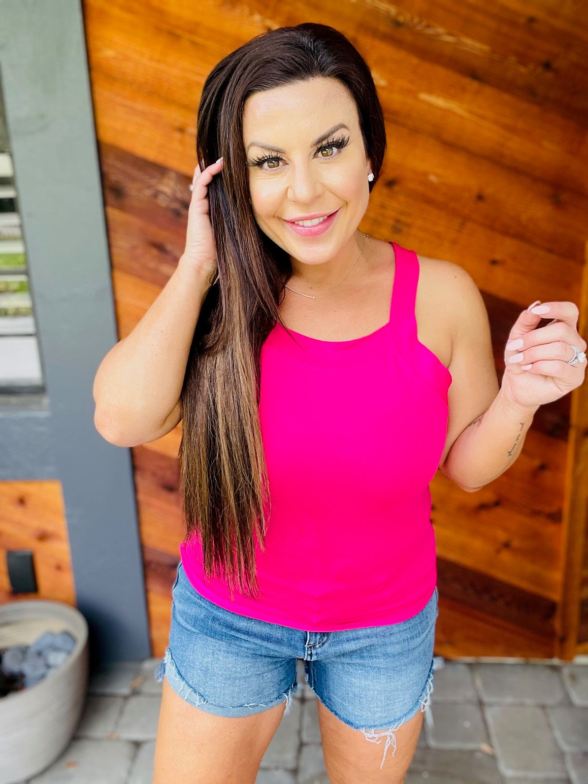 Tight Compression High neck Pink Tank