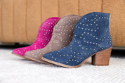 Twilight Studded Heeled Ankle Boot in Taupe