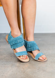 Fringe Star Sandal in Teal