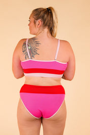 Pink & Red Color-Block Two-Piece Swim