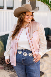 Sleeveless Satin Western Fringe Top