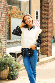 Kathryn Classic Button-Up, Polka-Dot