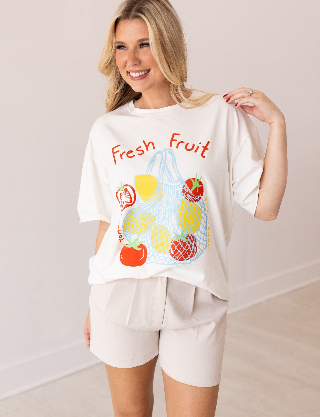 Fresh Fruit On White Relaxed Fit Tee