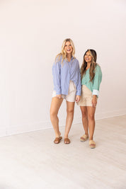 The Kathryn Button-Up, Striped Blue