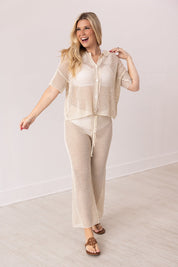 Cover-Up Crochet Pants, Cream