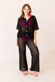 Cover-Up Crochet Pants, Black