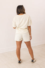 Textured Cream Shorts