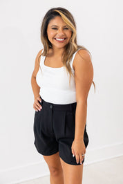 Bella Square Neck Rib Knit Tank Top, White