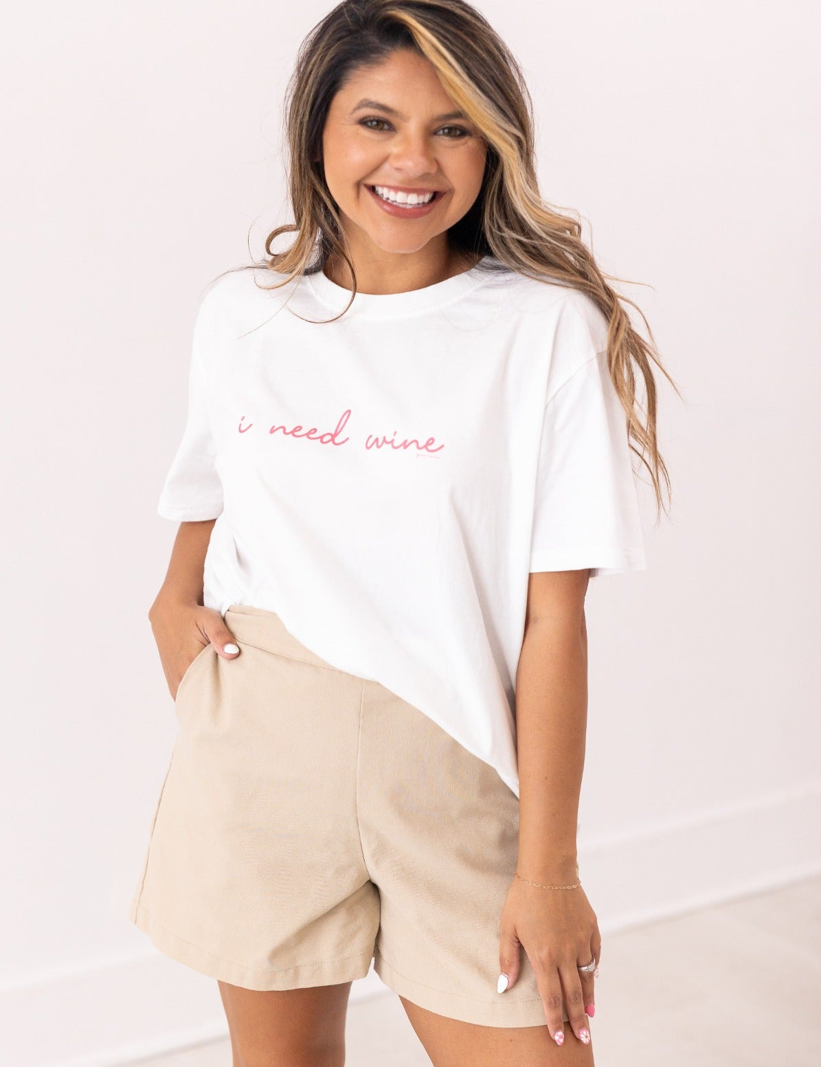 I Need Wine On White True Fit Tee