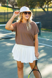 White Pleated Skort With Pocket