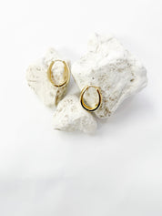 Large Oval Huggie Hoops, Gold