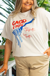 More Spaghetti on White Tee Shirt