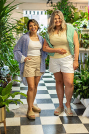 Bella Square Neck Rib Knit Tank Top, Yellow